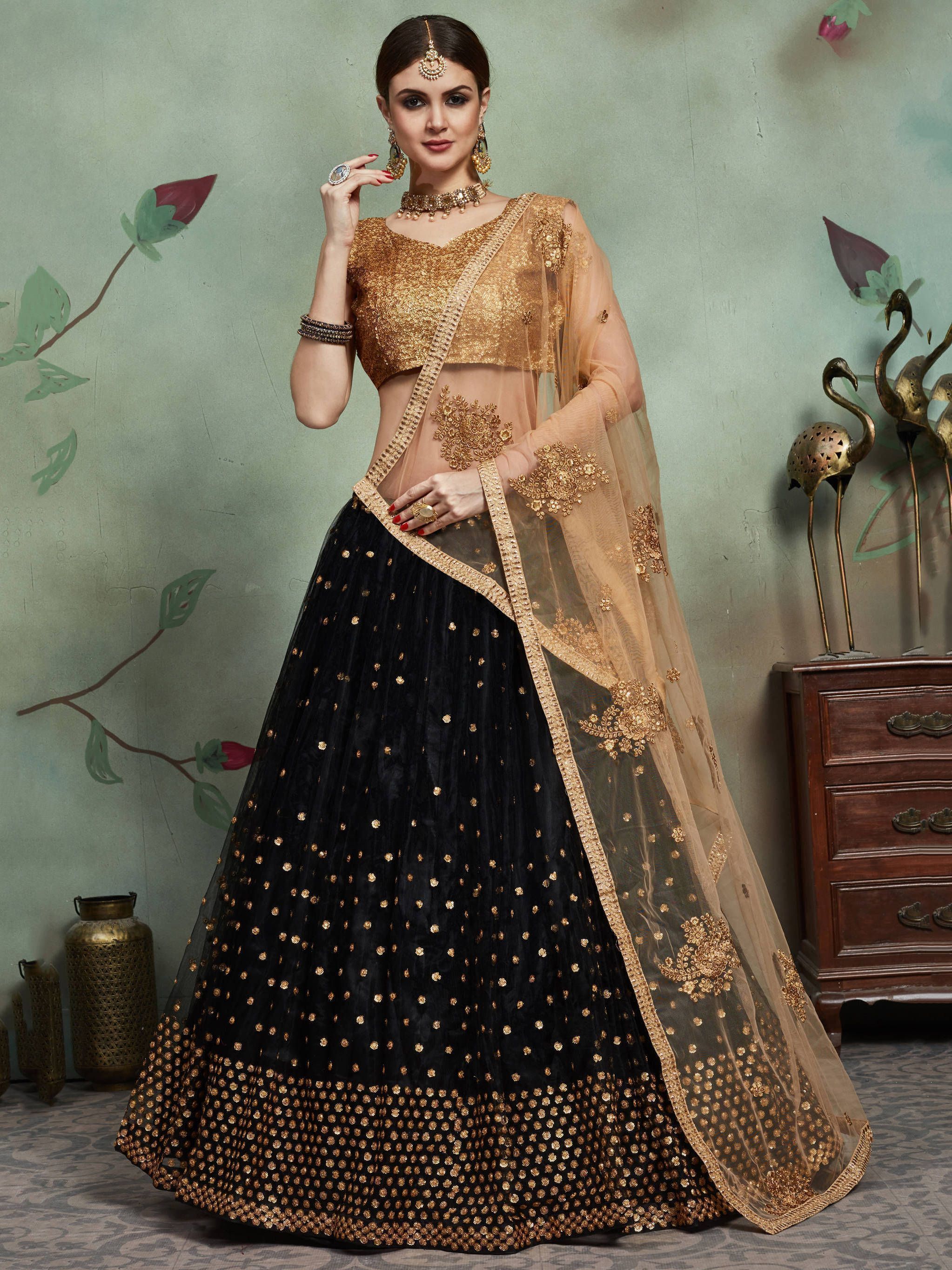 Embroidered Black Lehenga