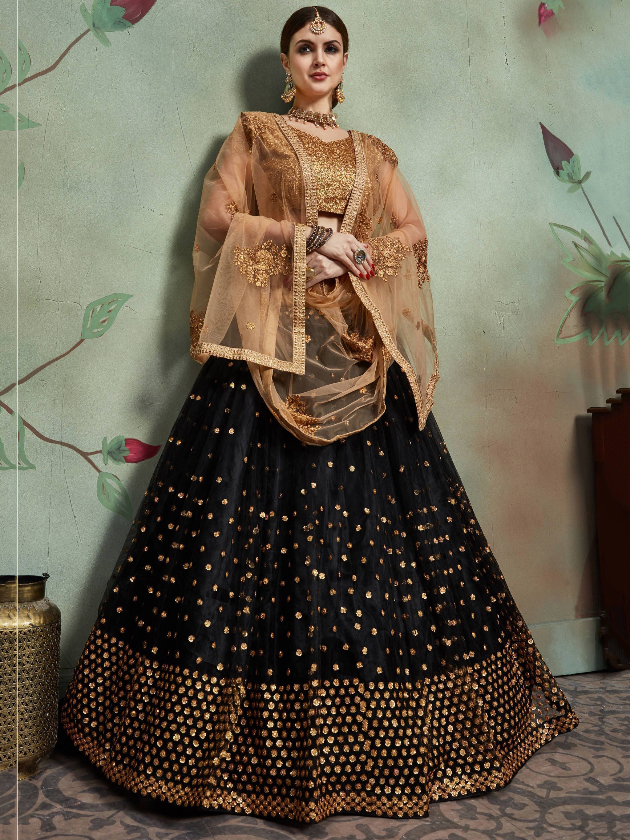 Embroidered Black Lehenga