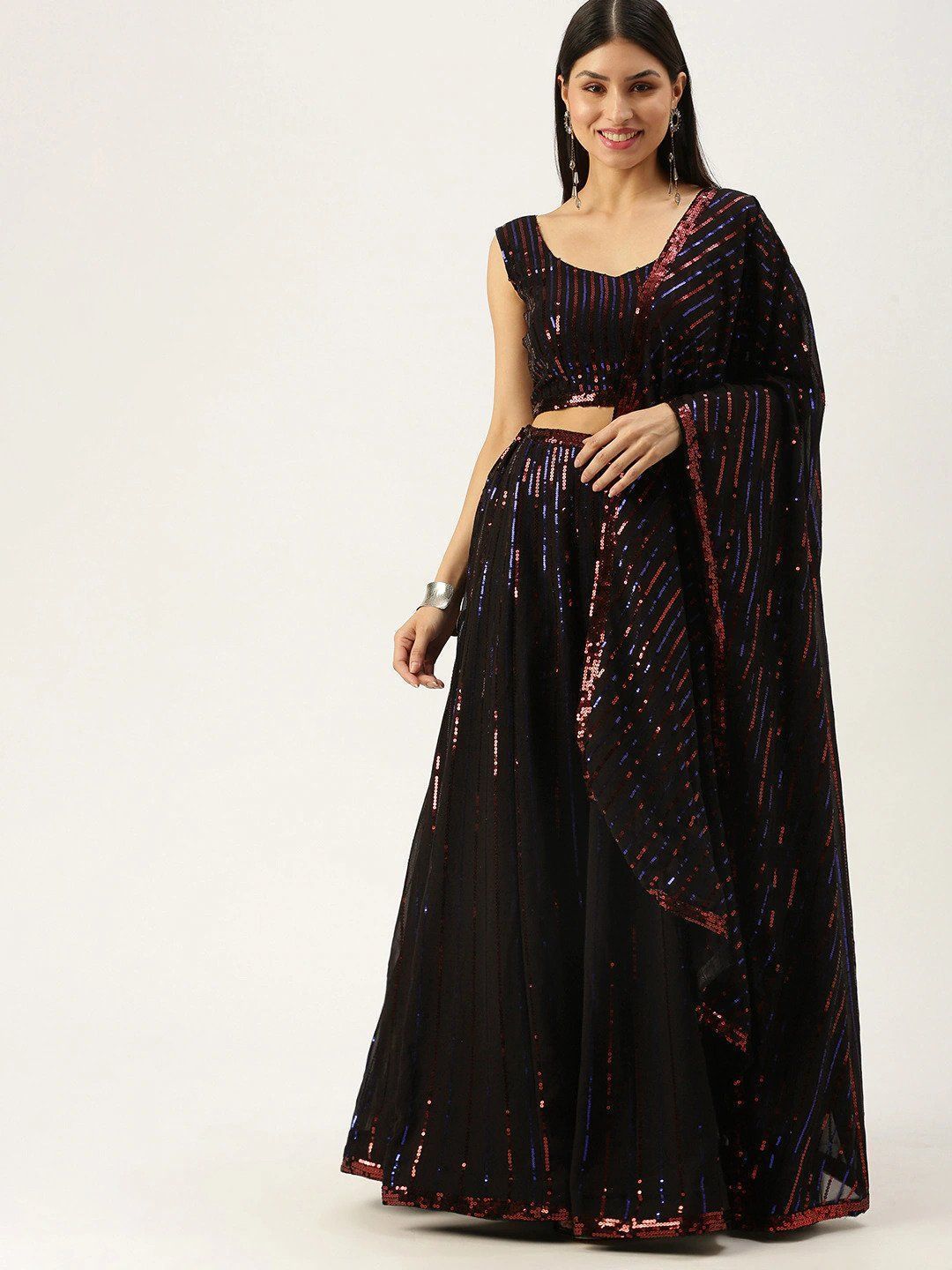 Sequin Black Lehenga with dupatta