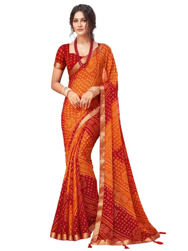 Bandhani Print Chiffon Saree