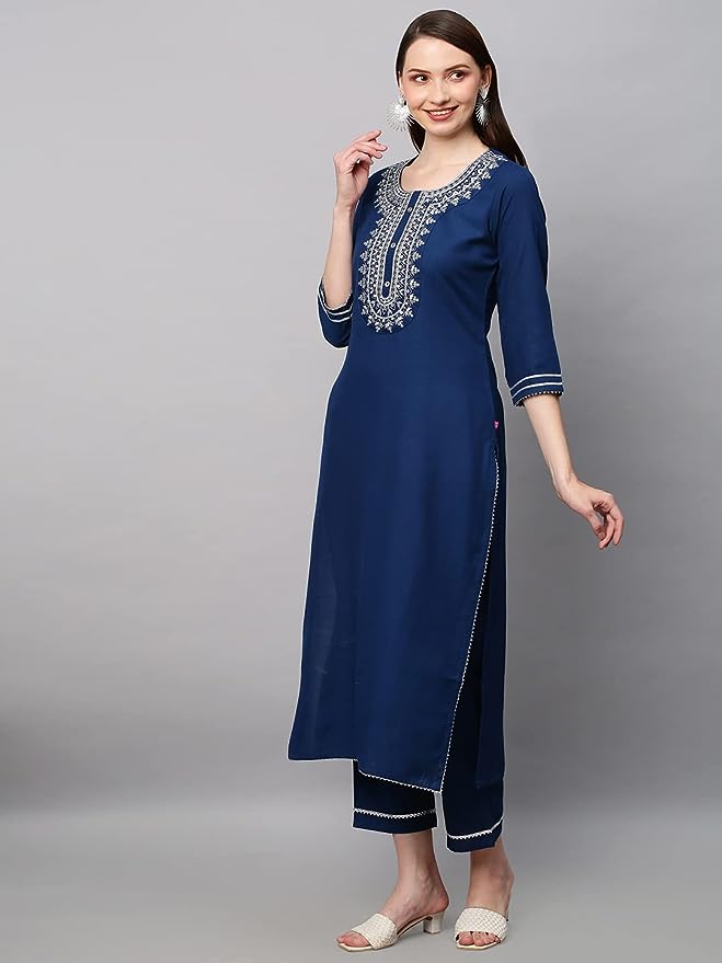 Embroidered Kurta with Pant & Dupatta Set