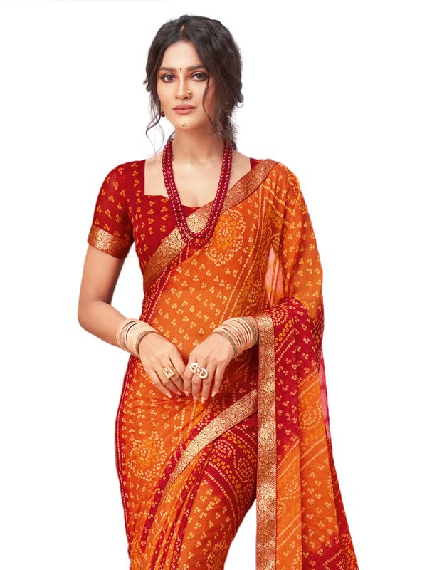 Bandhani Print Chiffon Saree