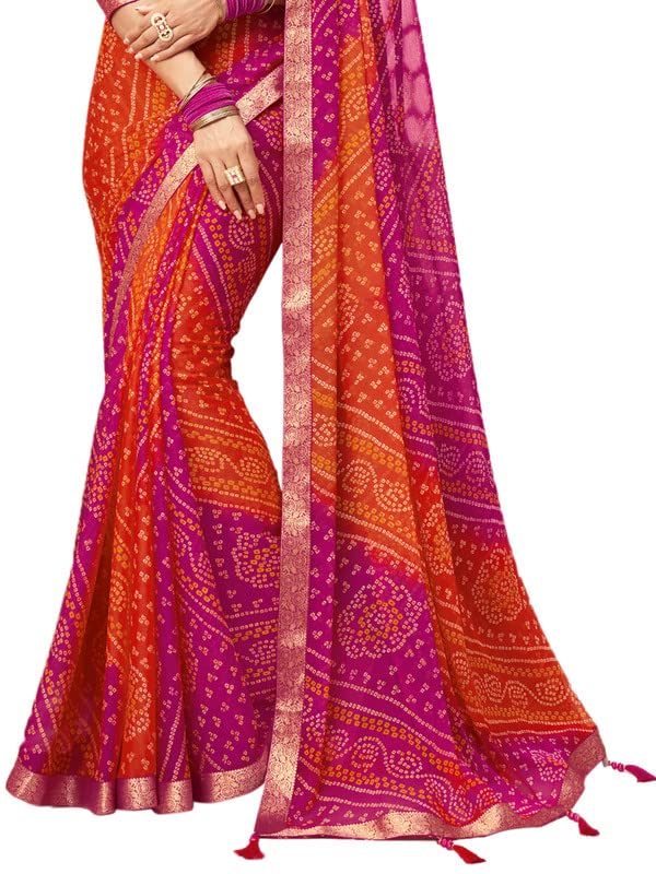 Bandhani Print Chiffon Saree