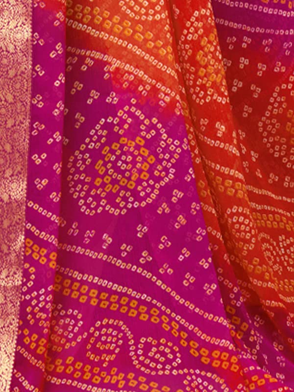 Bandhani Print Chiffon Saree