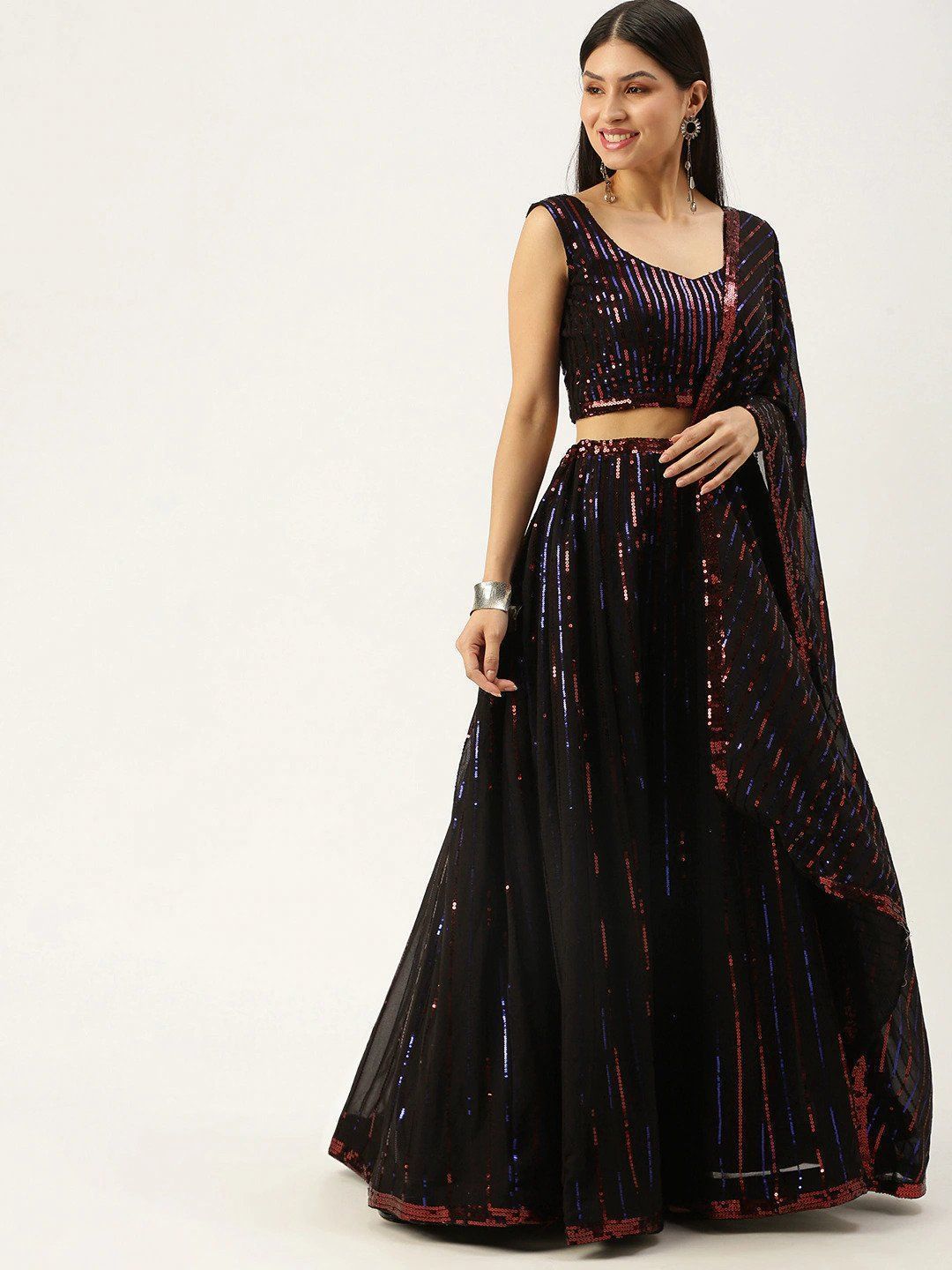 Sequin Black Lehenga with dupatta