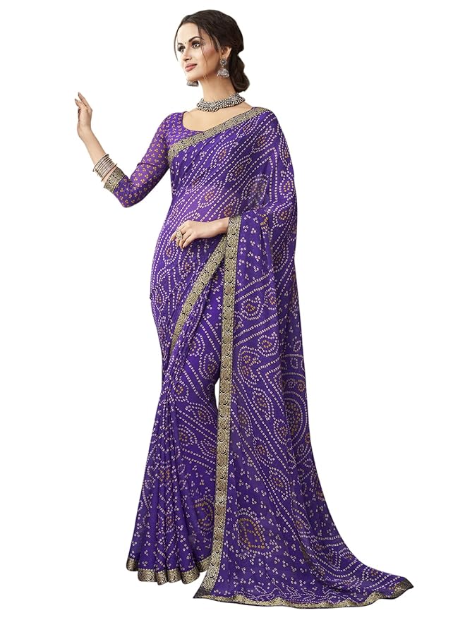 Bandhani Print Chiffon Saree