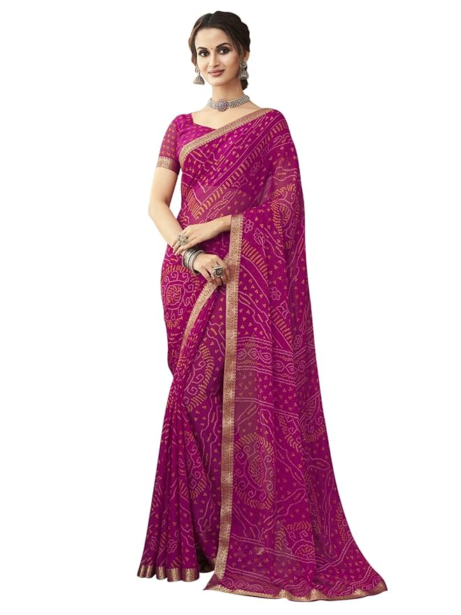 Bandhani Print Chiffon Saree