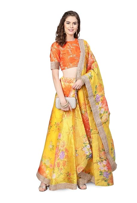 Organza Floral Print with Embroidered Border dupatta