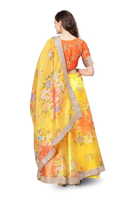 Organza Floral Print with Embroidered Border dupatta