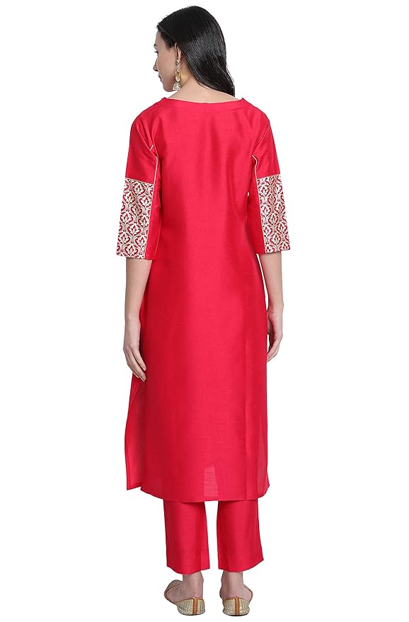 Partywear Silk Kurti Set with Dupatta