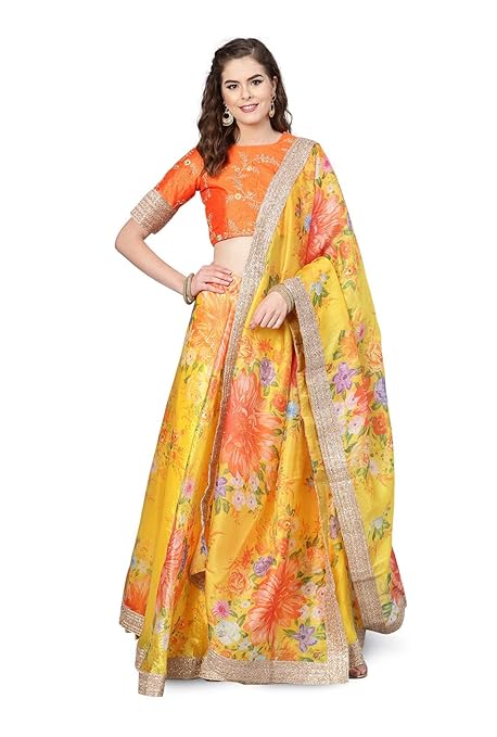 Organza Floral Print with Embroidered Border dupatta