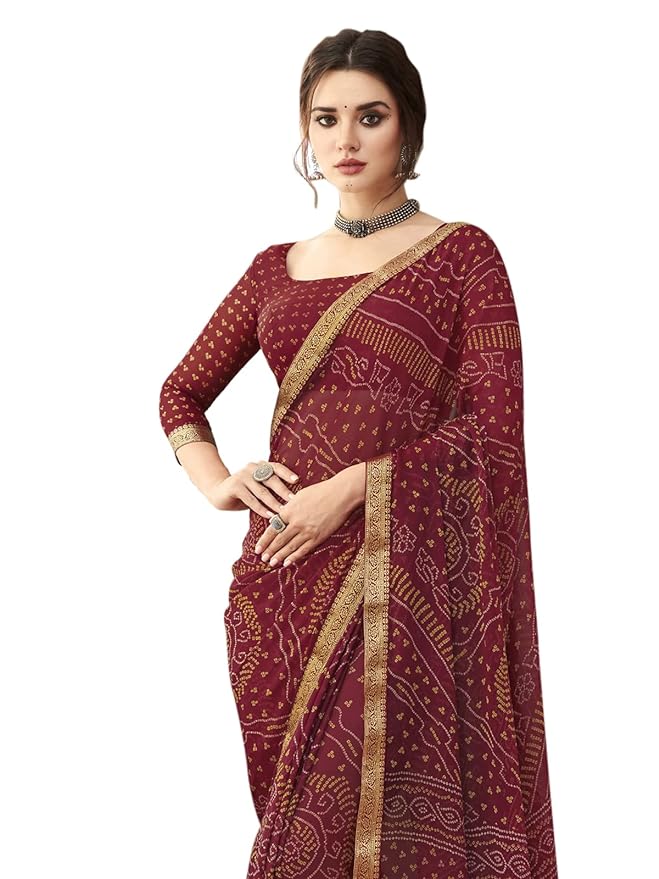 Bandhani Print Chiffon Saree