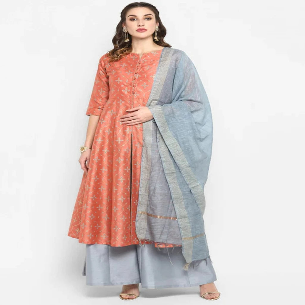 Graceful Flared Anarkali palazzo set with dupatta