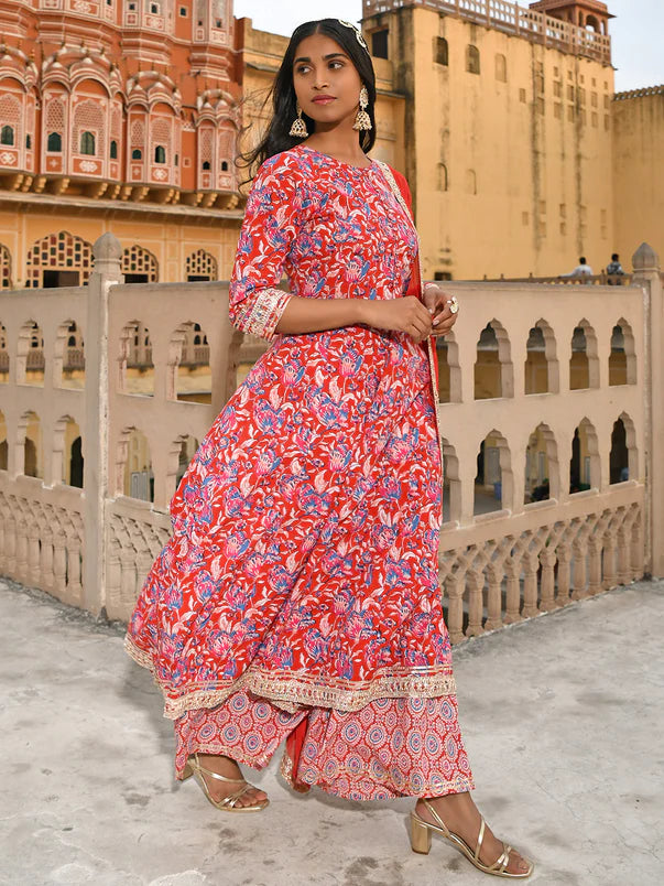 Printed Anarkali Kurta set with Dupatta