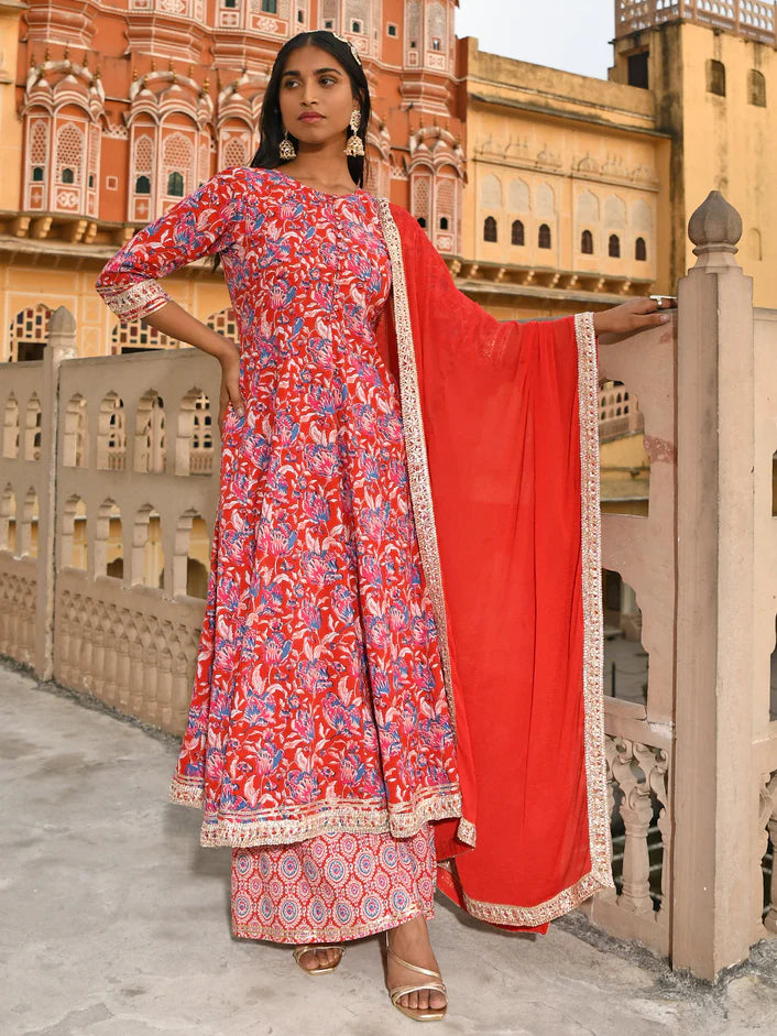 Printed Anarkali Kurta set with Dupatta