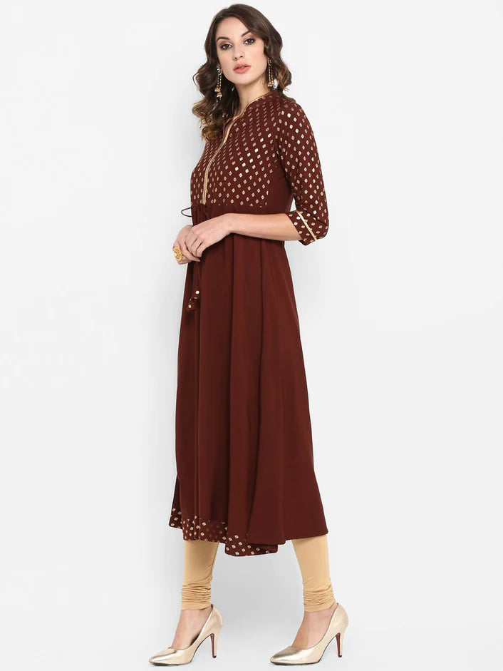 Brown Flared Kurta