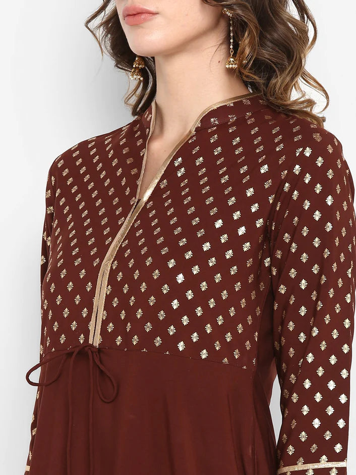 Brown Flared Kurta