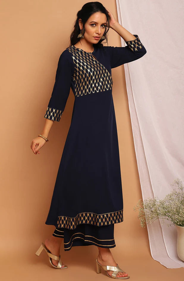 Blue Flared Kurta