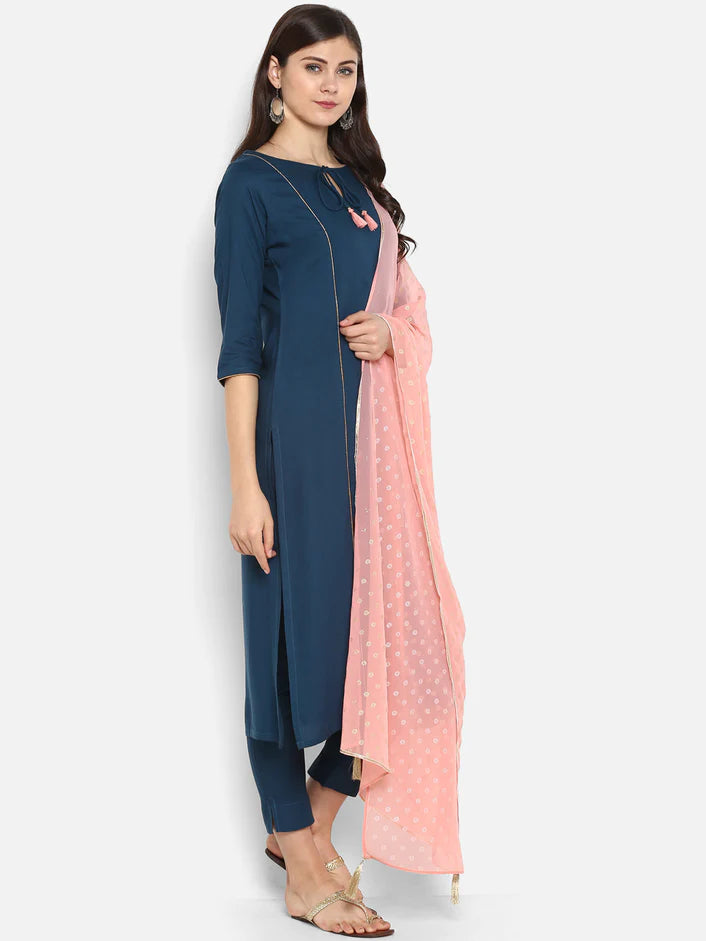 Teal Blue Kurta set with Dupatta