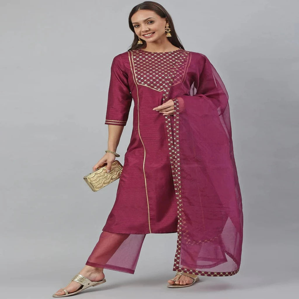 Kurta and palazzo set with dupatta