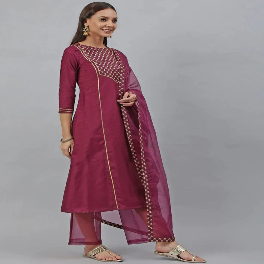 Kurta and palazzo set with dupatta