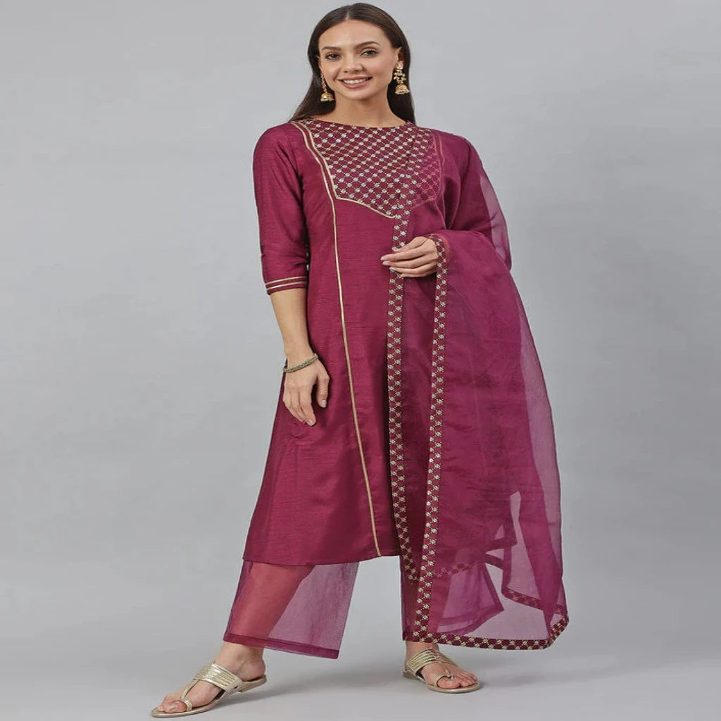 Kurta and palazzo set with dupatta