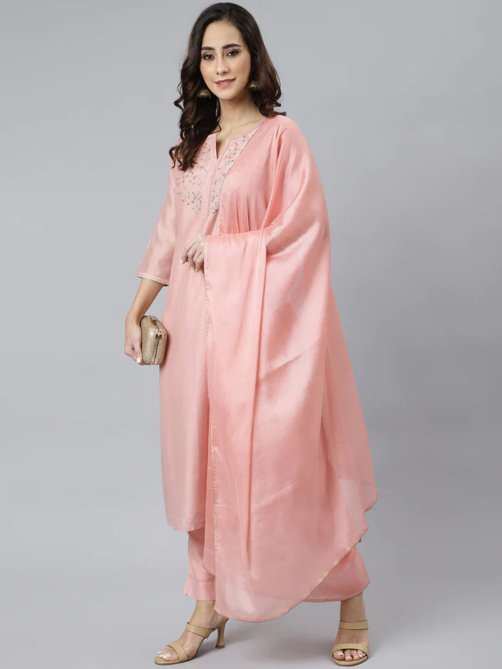 Peach Kurta set with Dupatta