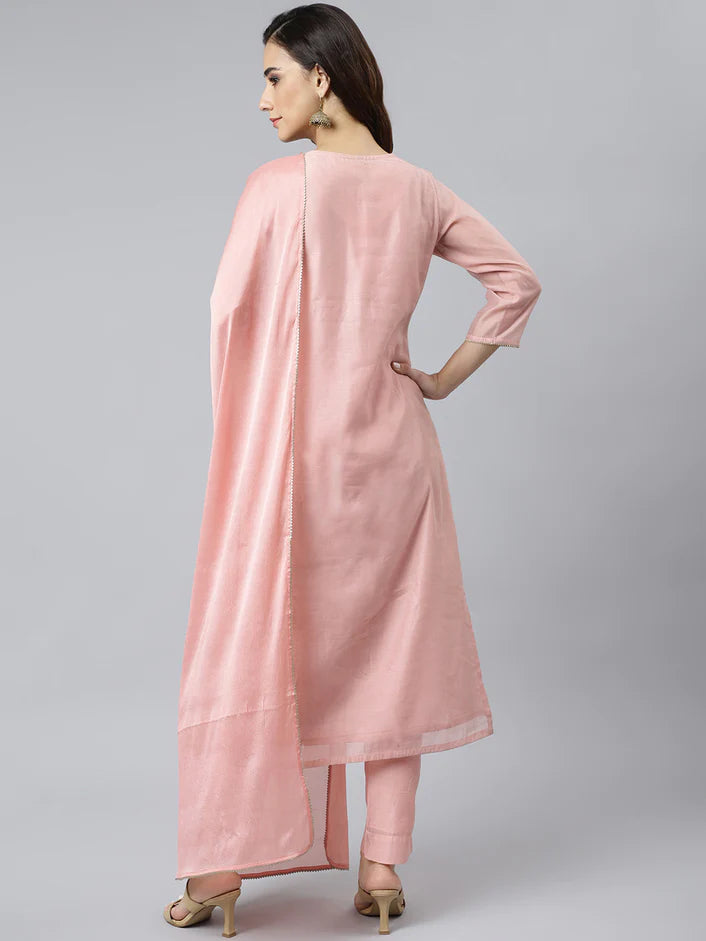 Peach Kurta set with Dupatta