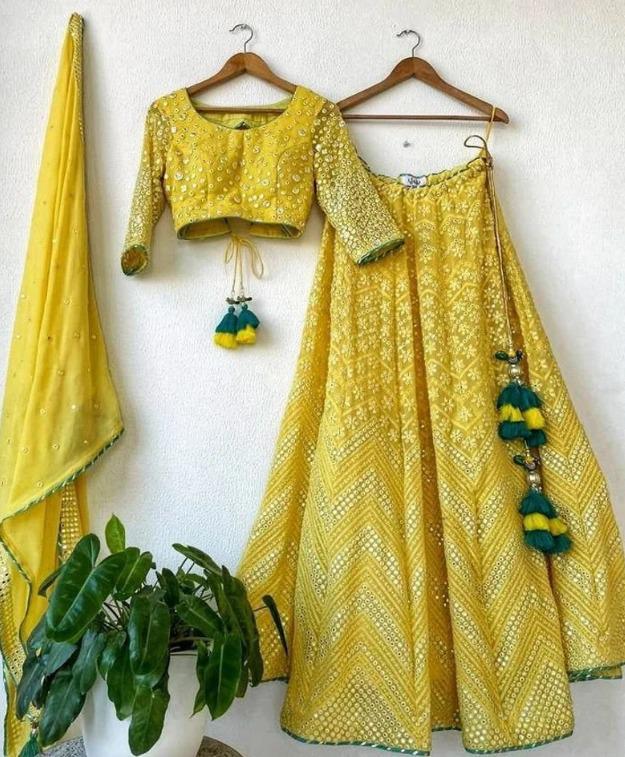 Yellow Embroidered lehanga