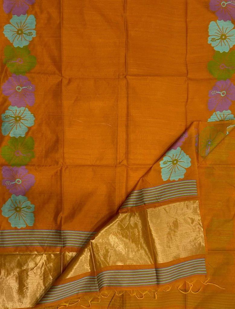 Floral Print Tussar Silk Saree