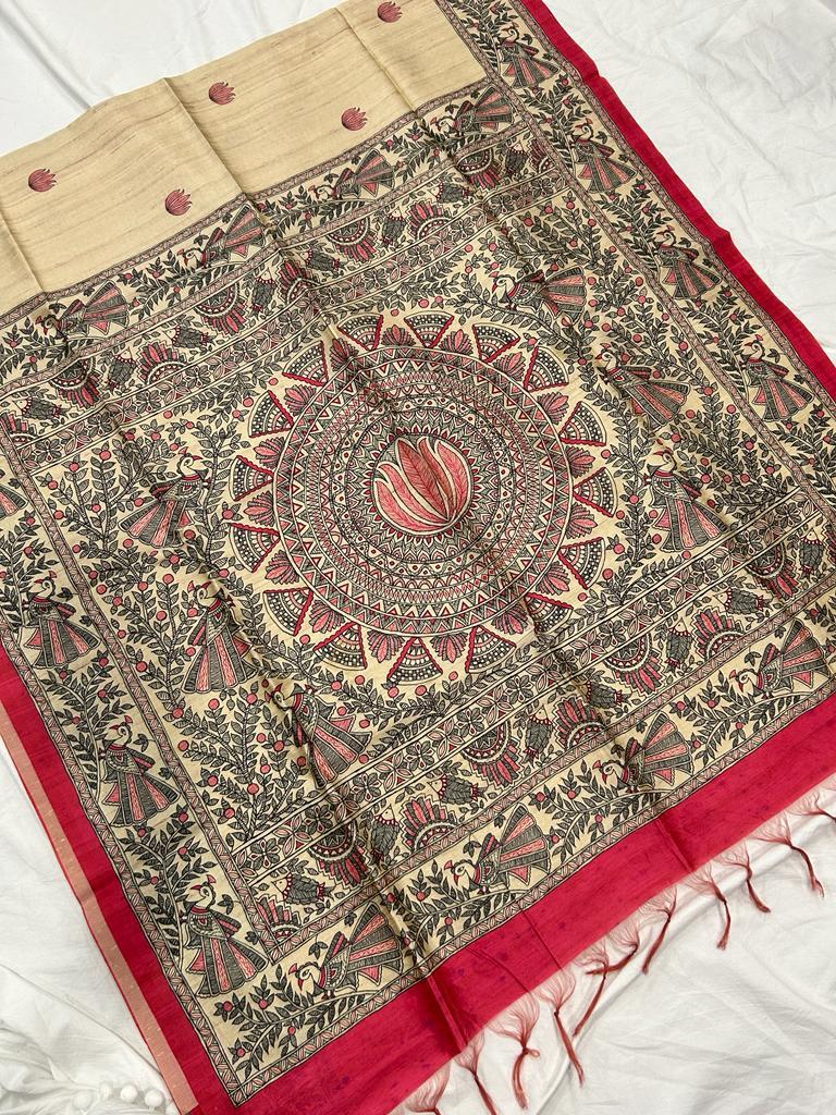 Classic Partywear Madhubani Silk Saree