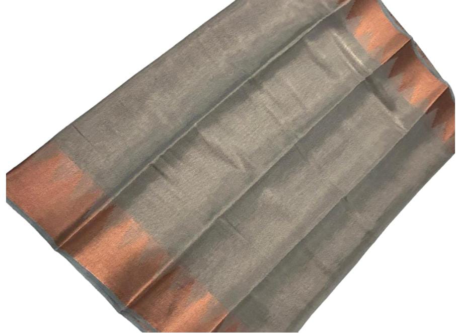 Evergreen Grey Linen Tissue Silk Saree