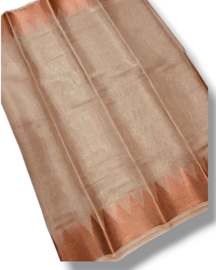 Classic Beige Linen Tissue Silk Saree