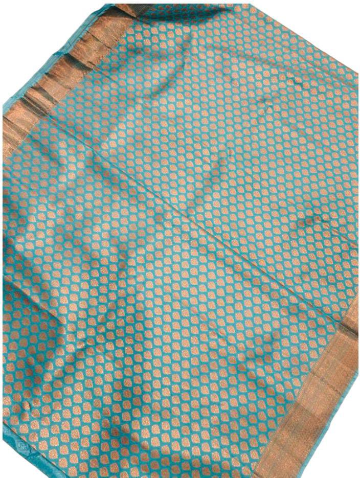 Blue and Golden Kubera Soft Silk Saree with Blouse