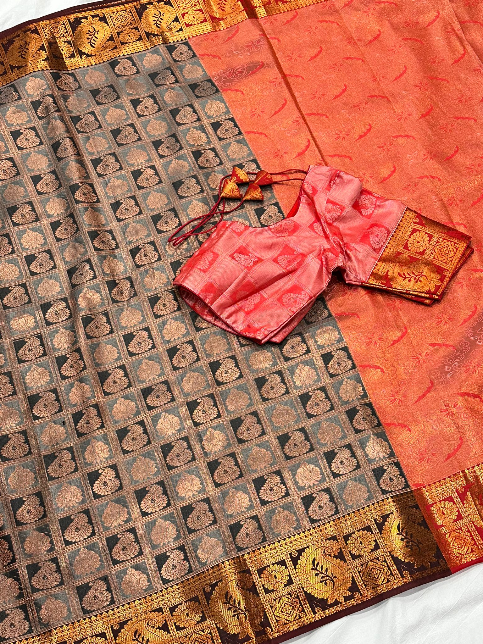 Dazzling Kanchi Silk Saree with Stitched Blouse