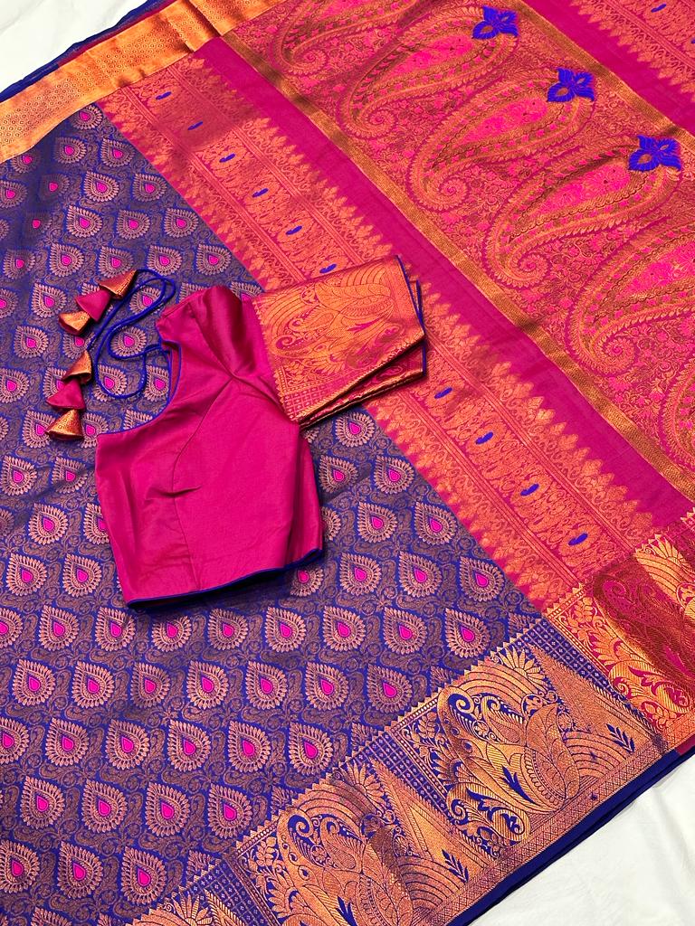 Elegant Kanchi Silk Saree with Stitched Blouse