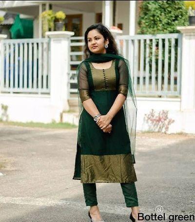 Green Organza Kurta with Pant and Organza Dupatta