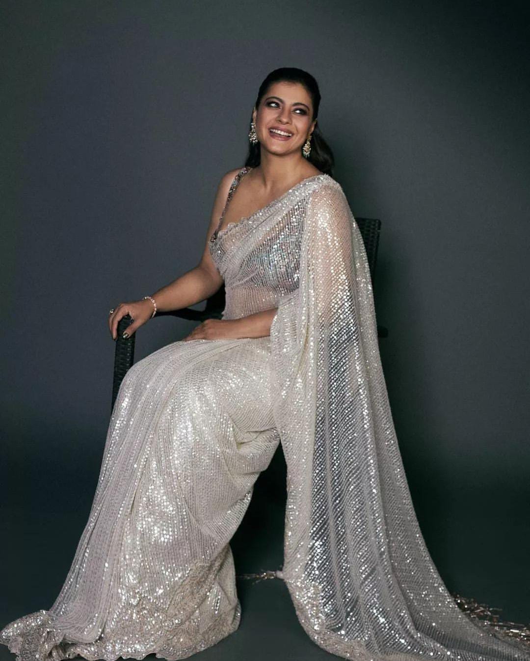 Dazzling Silver Sequin Saree with Stitched blouse