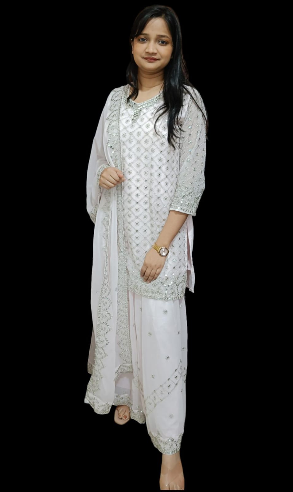 Mirror Work Kurta and Sharara with Dupatta