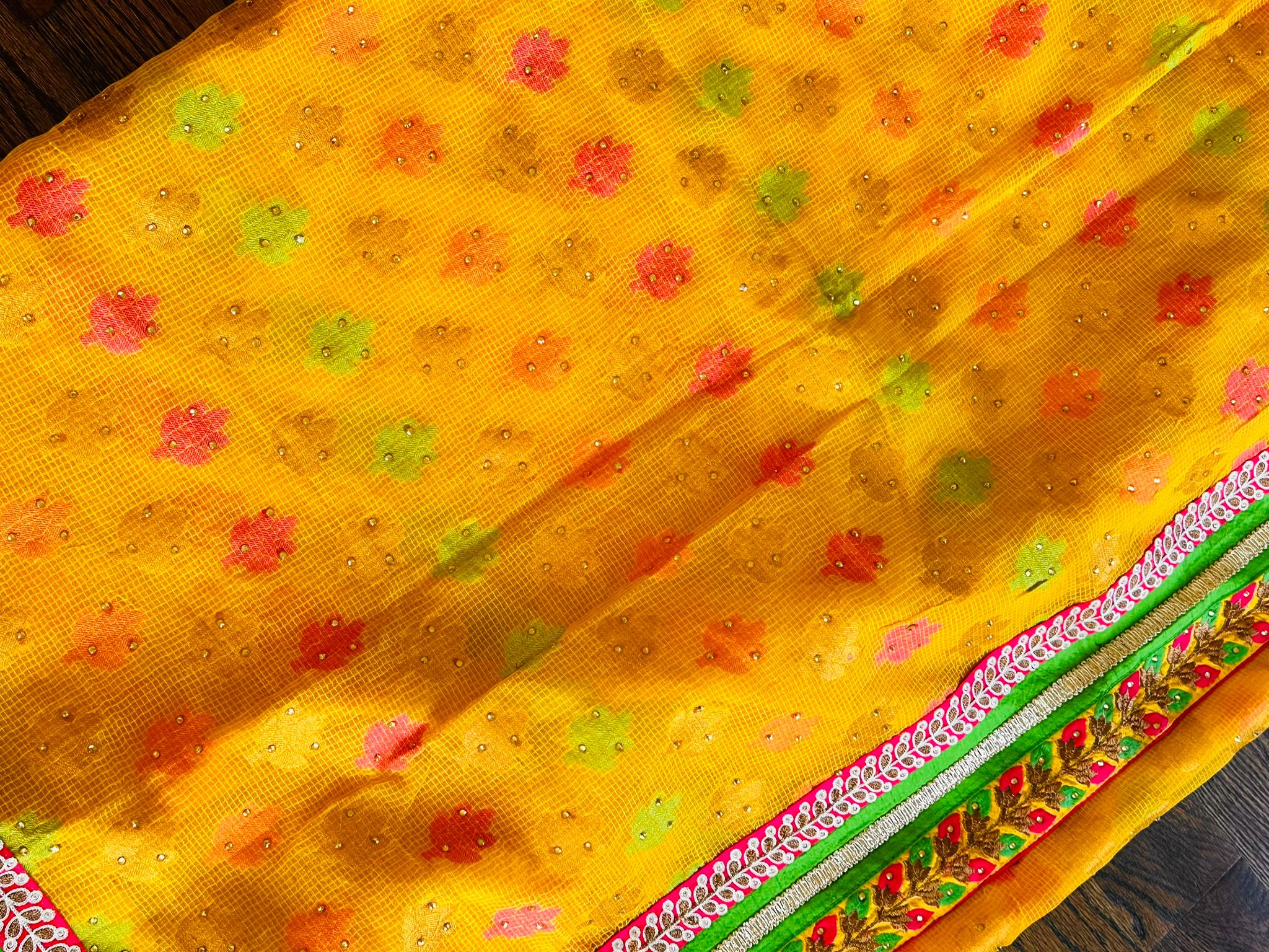 Floral Print Partywear Tussar Silk Saree