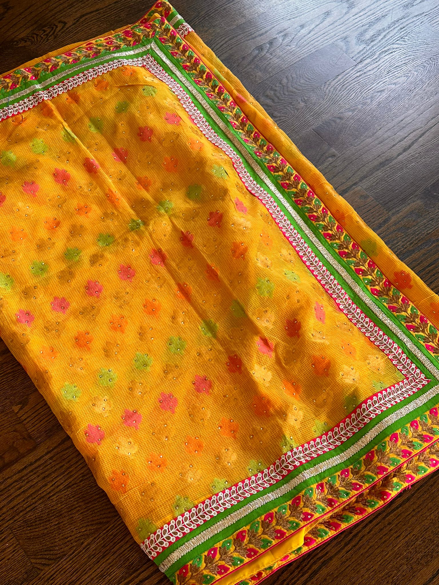 Floral Print Partywear Tussar Silk Saree