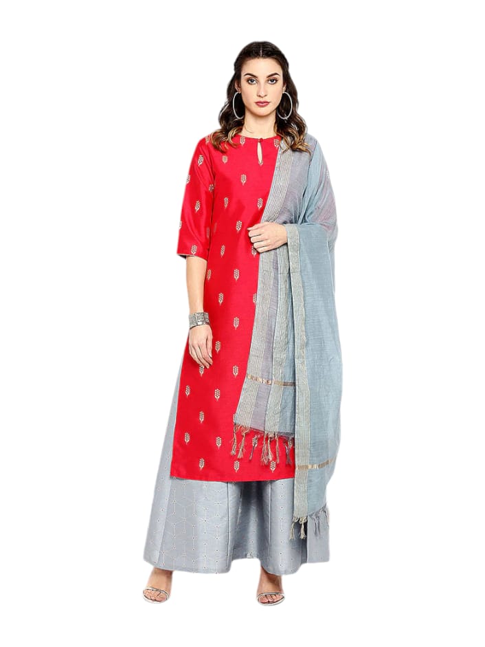 Classic Silk Print Kurti set with Dupatta