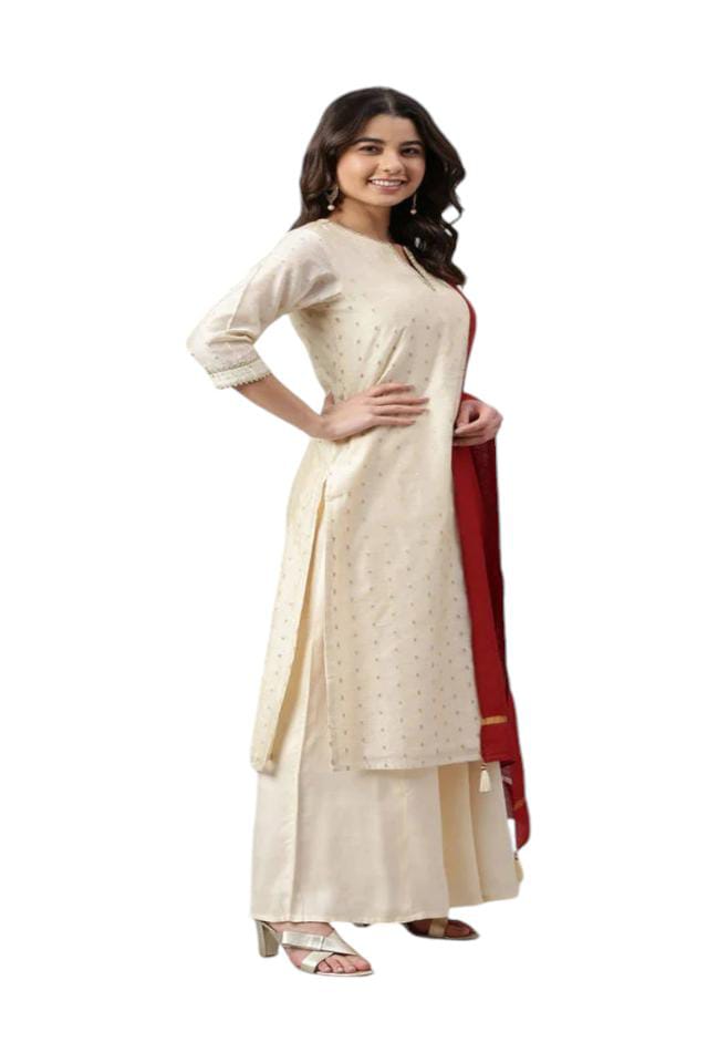 Chanderi Silk Kurta with Palazzo and Dupatta