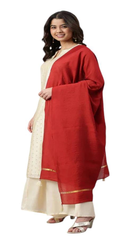 Chanderi Silk Kurta with Palazzo and Dupatta