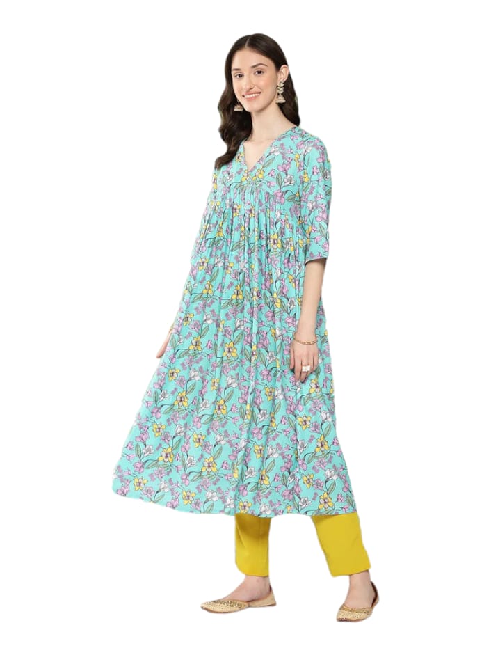 Alia Cut Designer floral Kurta set with Dupatta