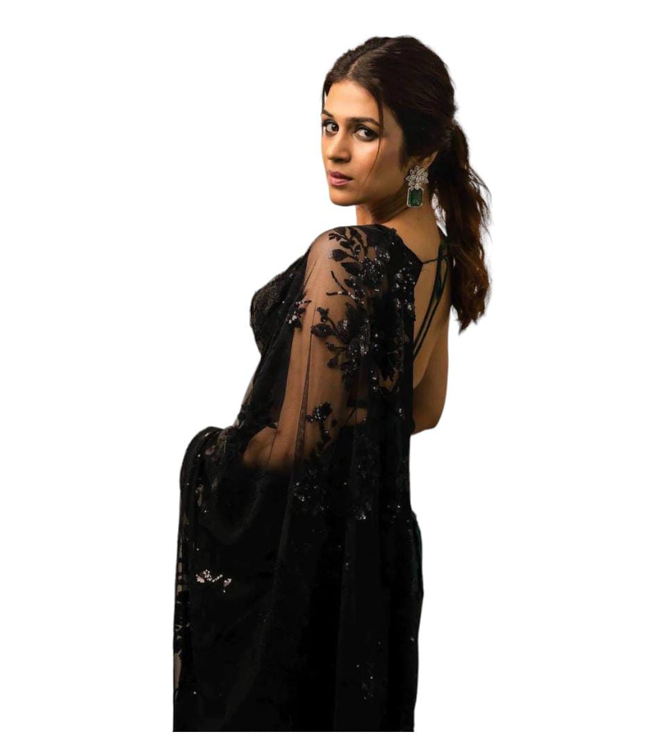 Black Sequin Saree with Stitched blouse