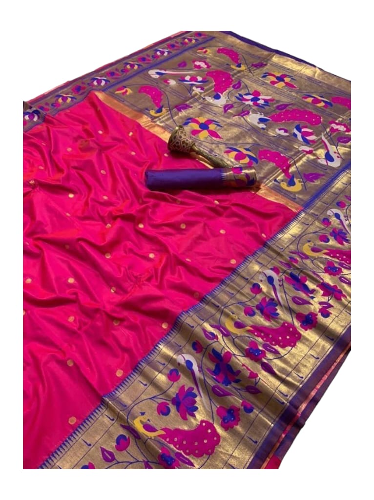 Traditional Hot Pink Paithani Silk Saree