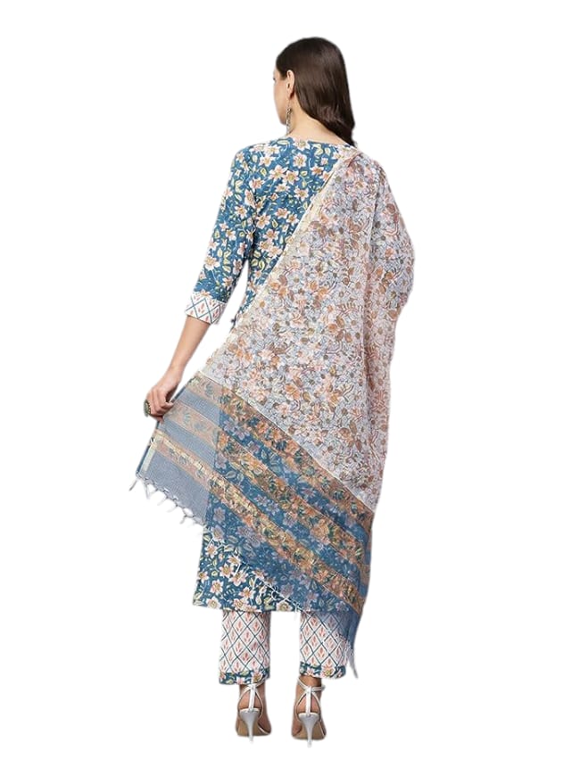 Floral Print Kurta with Pant & Dupatta