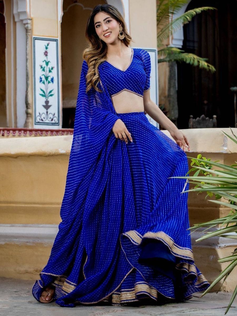 Royal Blue Leheriya Lehenga