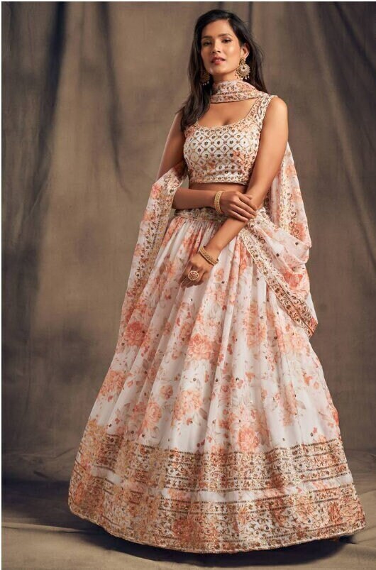 White embroidered Lehenga